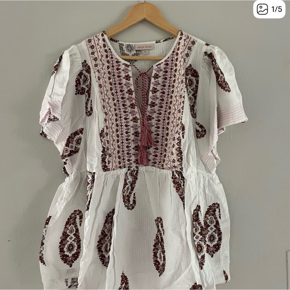 Knox Rose White & Purple Floral Print Blouse